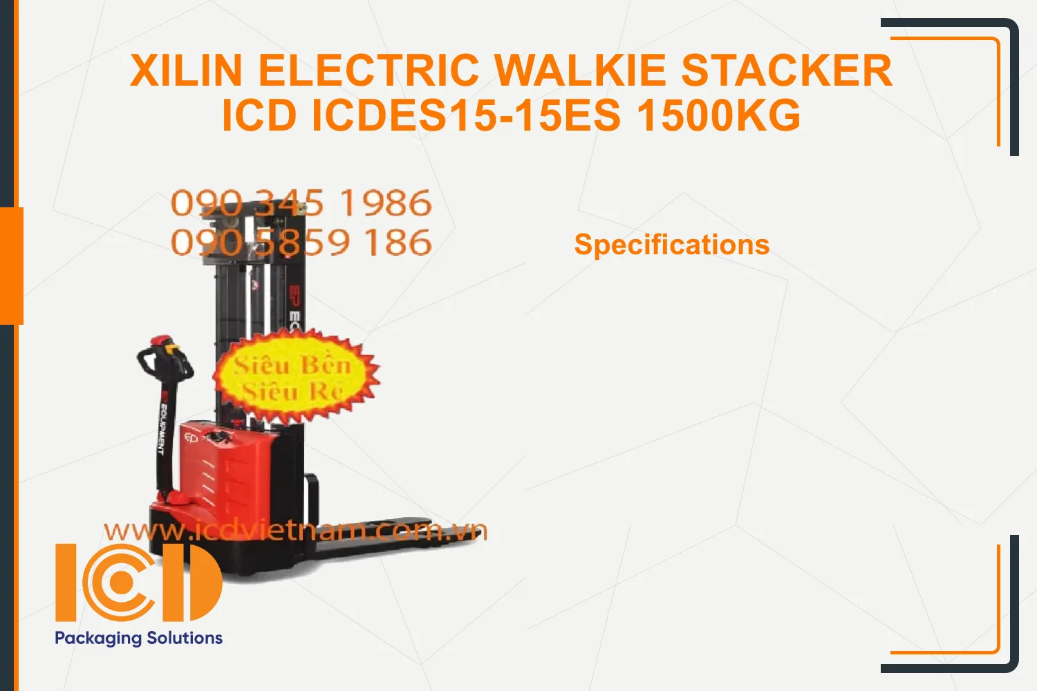 Xilin Electric Walkie Stacker ICD ICDES15-15ES 1500kg