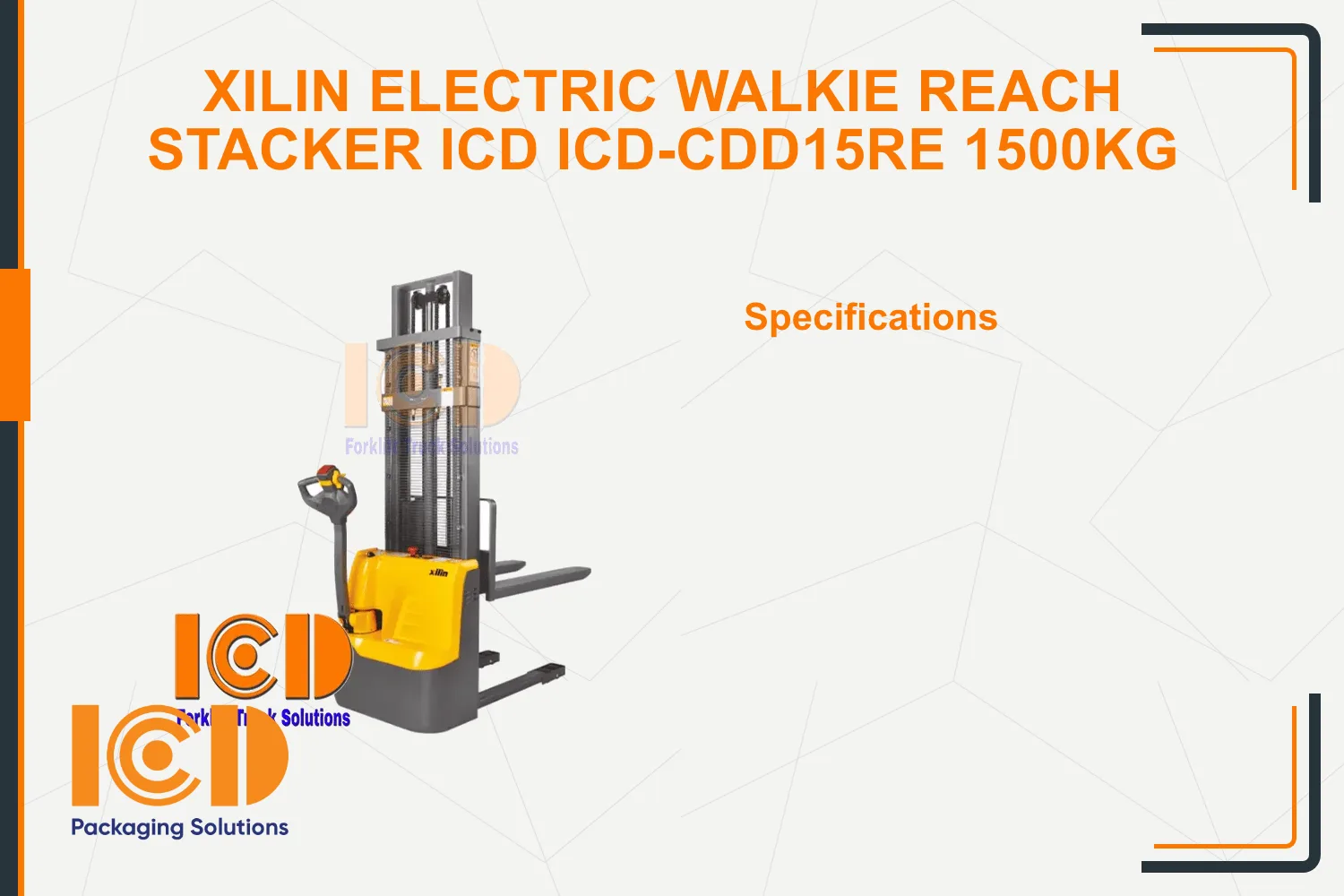 Xilin Electric Walkie Reach Stacker ICD ICD-CDD15RE 1500kg