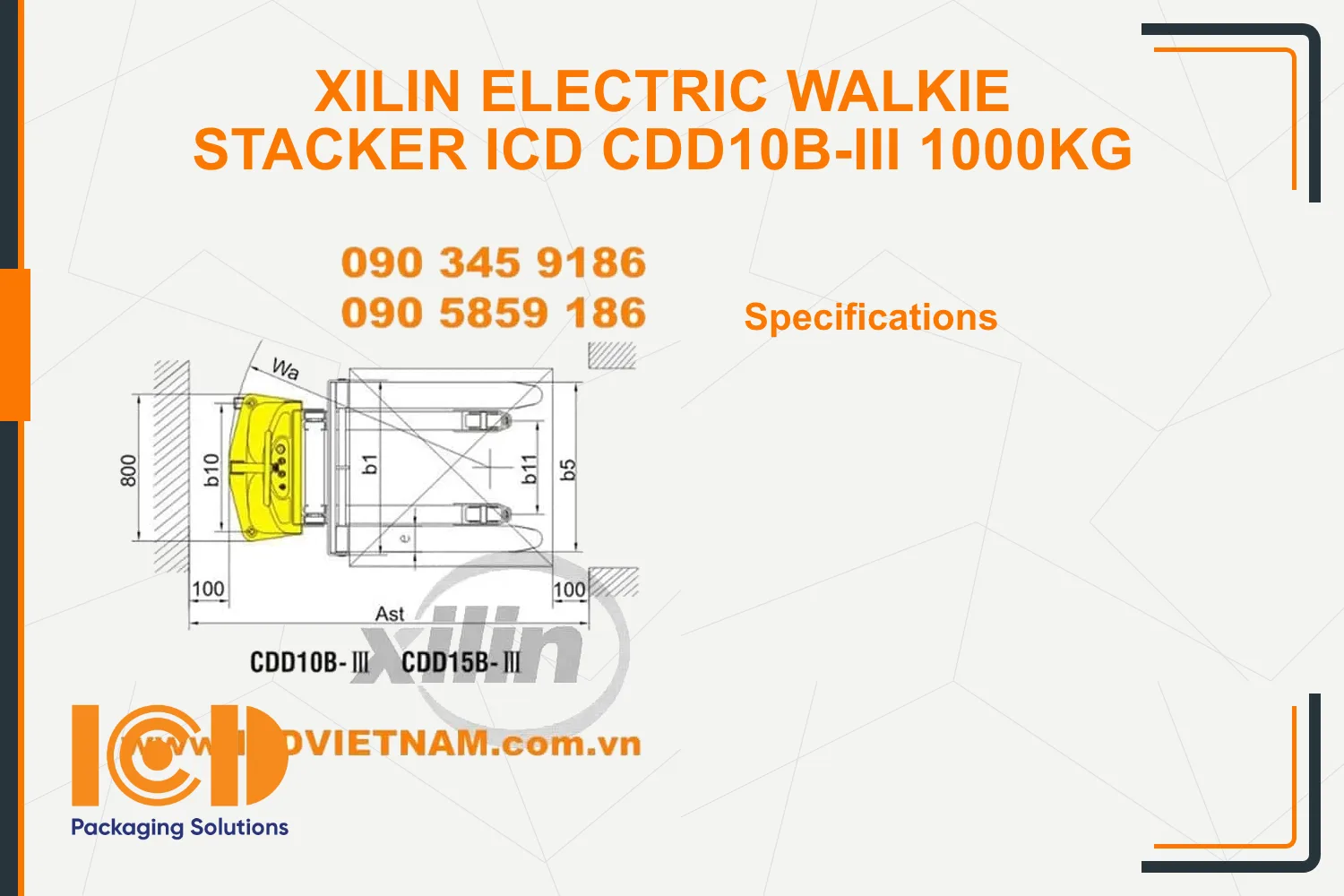 Xilin Electric Walkie Stacker ICD CDD10B-III 1000kg