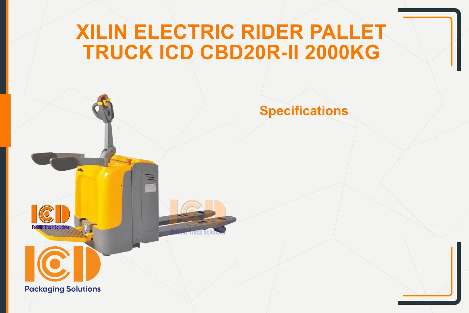 Xilin Electric Rider Pallet Truck ICD CBD20R-II 2000kg