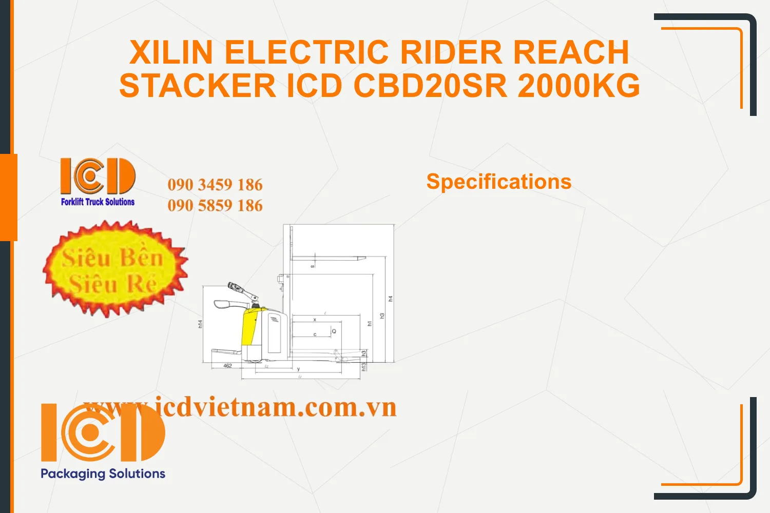 Xilin Electric Rider Reach Stacker ICD CBD20SR 2000kg