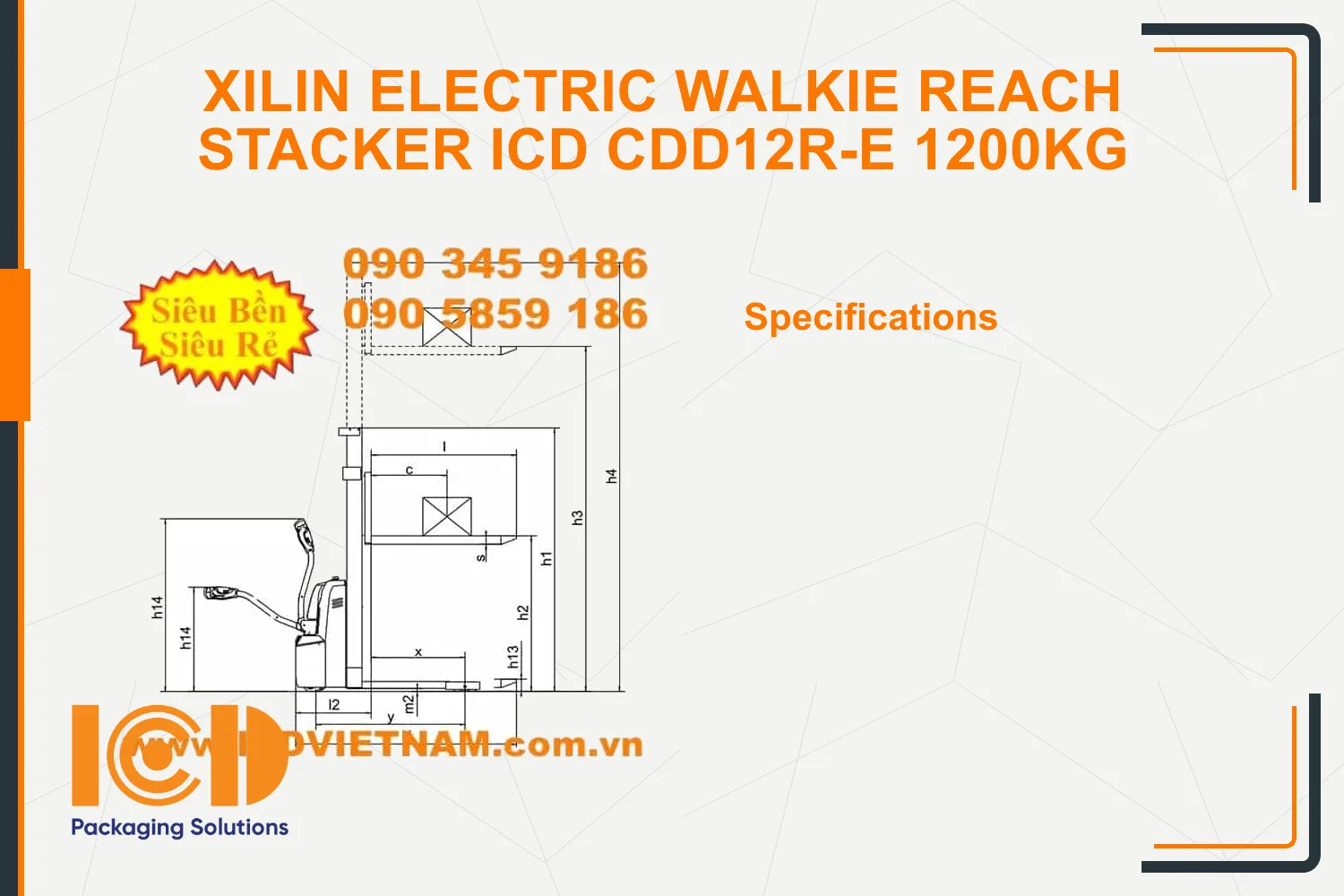 Xilin Electric Walkie Reach Stacker ICD CDD12R-E 1200kg