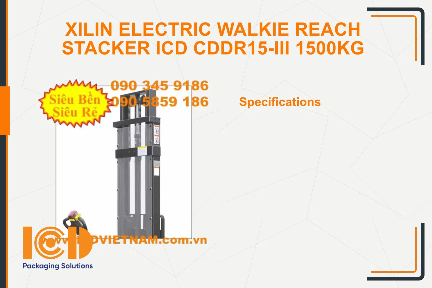 Xilin Electric Walkie Reach Stacker ICD CDDR15-III 1500kg