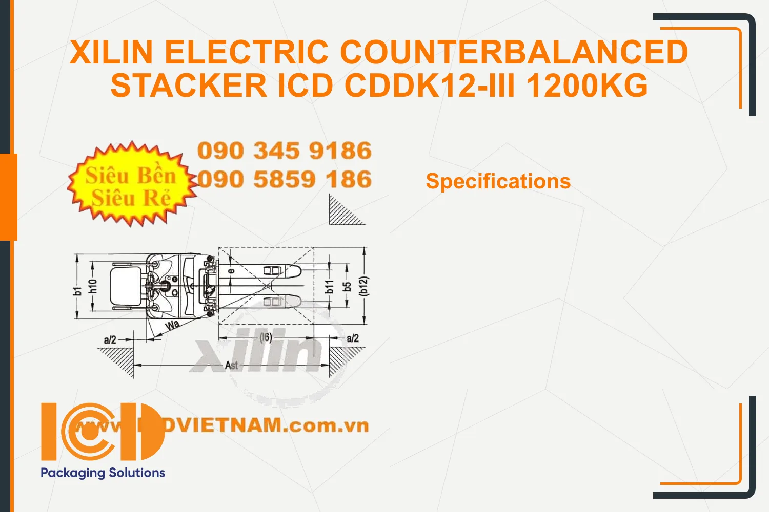Xilin Electric Counterbalanced Stacker ICD CDDK12-III 1200kg