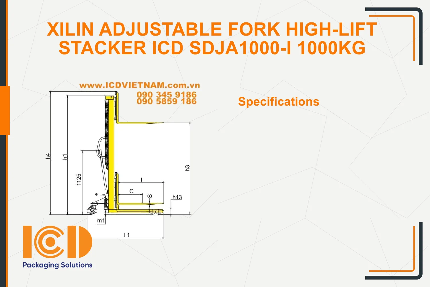 Xilin Adjustable Fork High-Lift Stacker ICD SDJA1000-I 1000kg