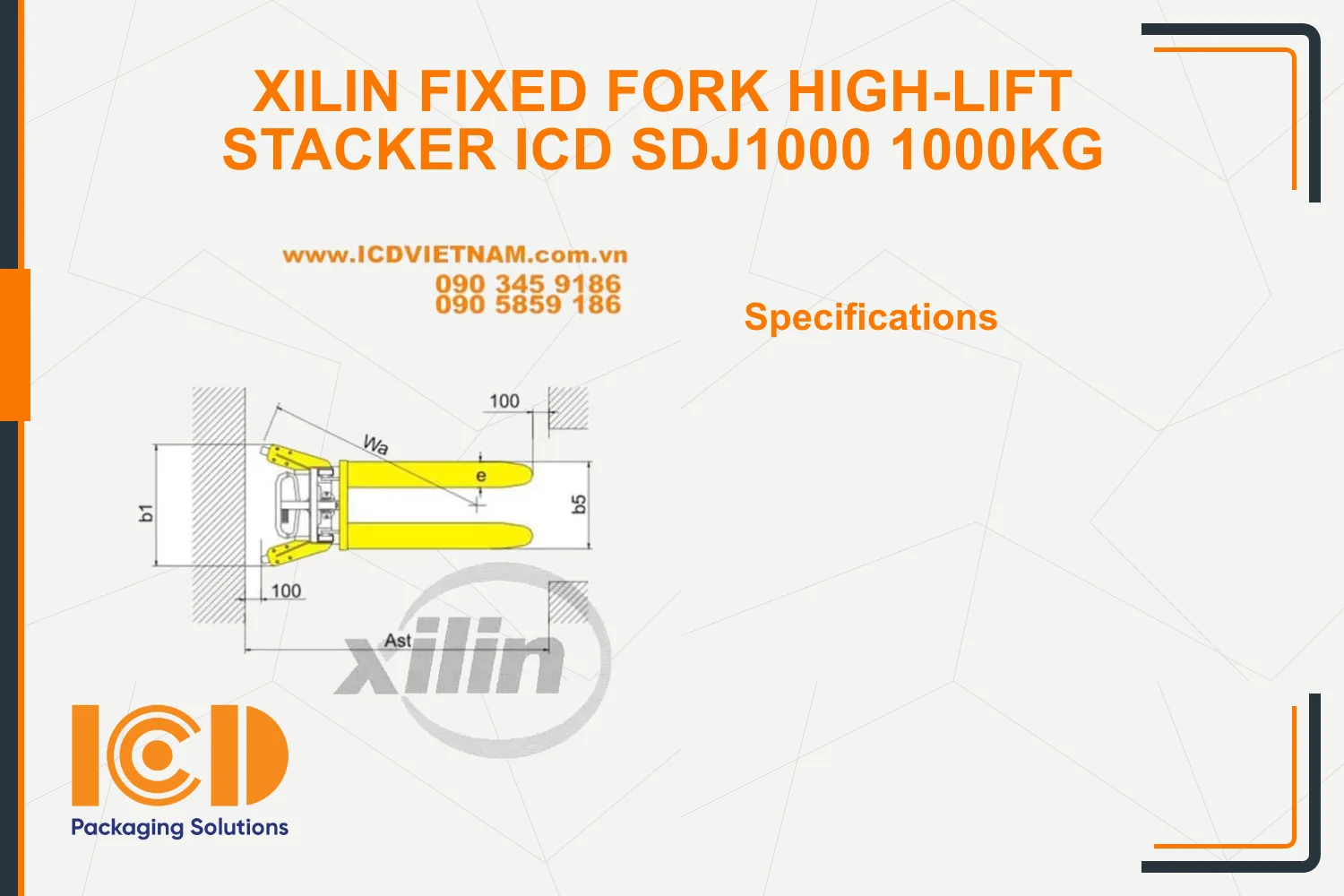 Xilin Fixed Fork High-Lift Stacker ICD SDJ1000 1000kg