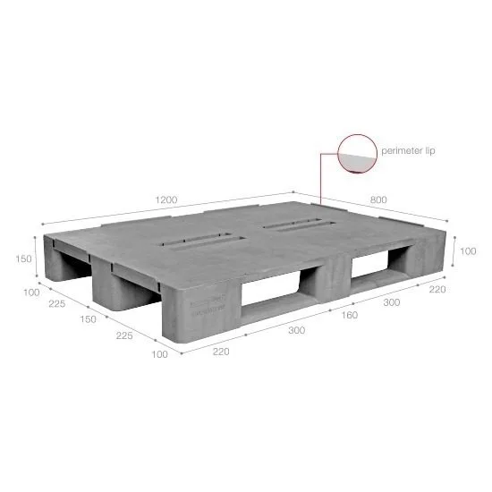 Pallet nhựa tải nặng nhập khẩu Malaysia ICD-H1280S4-2M (1200 x 800 x 150 mm)