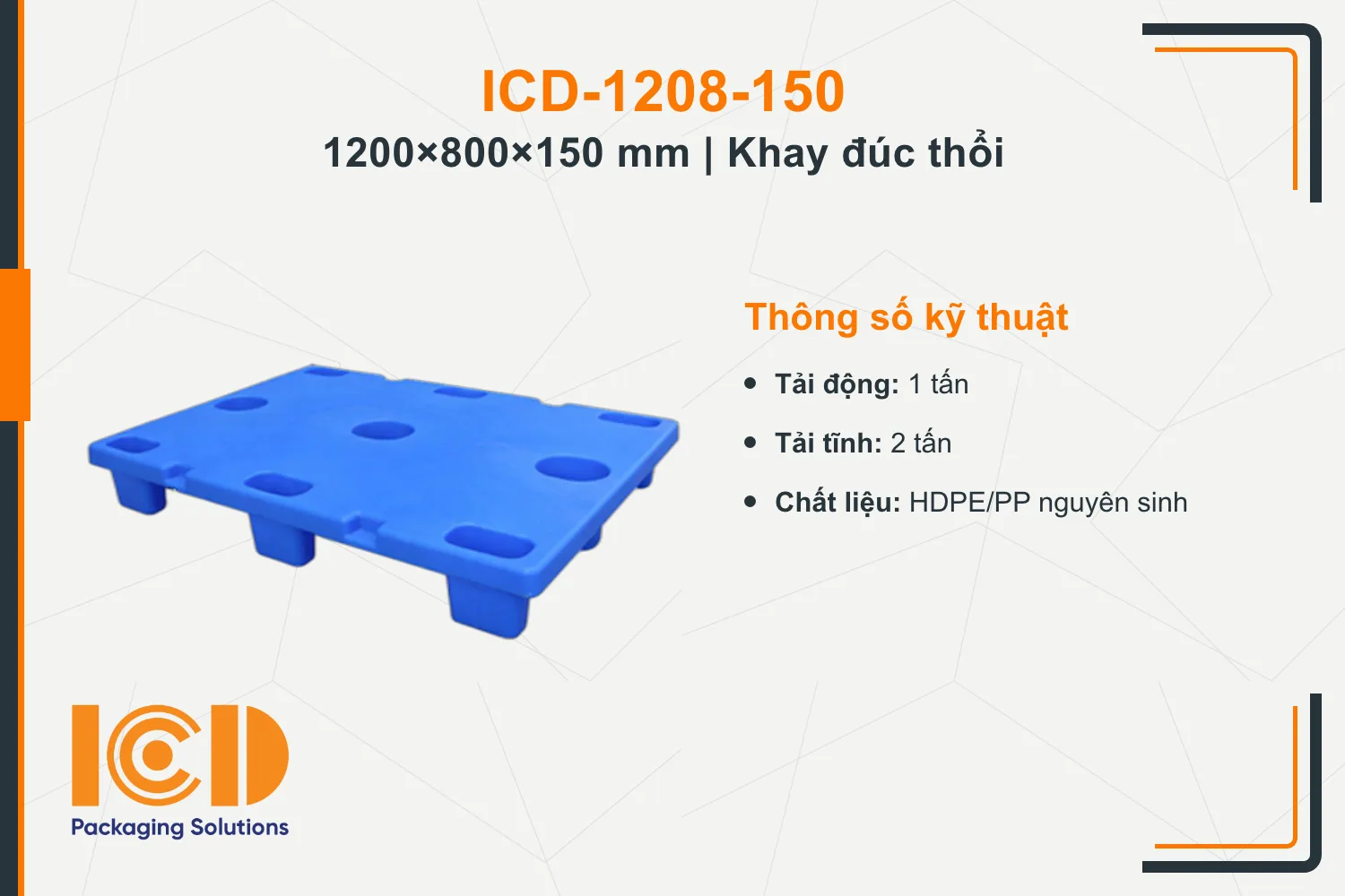 Khay nhựa đúc thổi cho ngành in ICD-1208-150 (1200 × 800 × 150 mm)