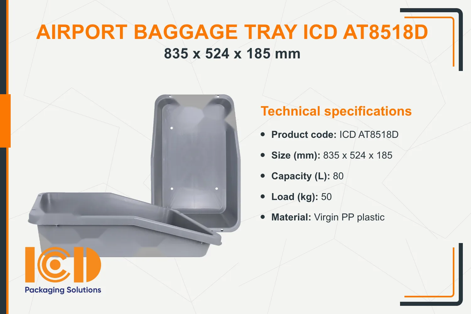Airport Baggage Tray ICD AT8518D (835x524x185 mm)