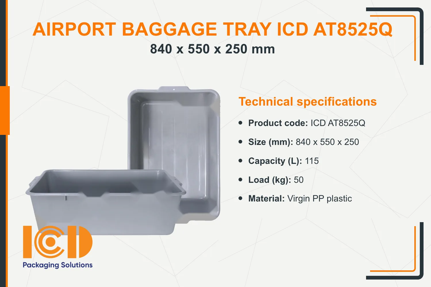 Airport Baggage Tray ICD AT8525Q (840x550x250 mm)