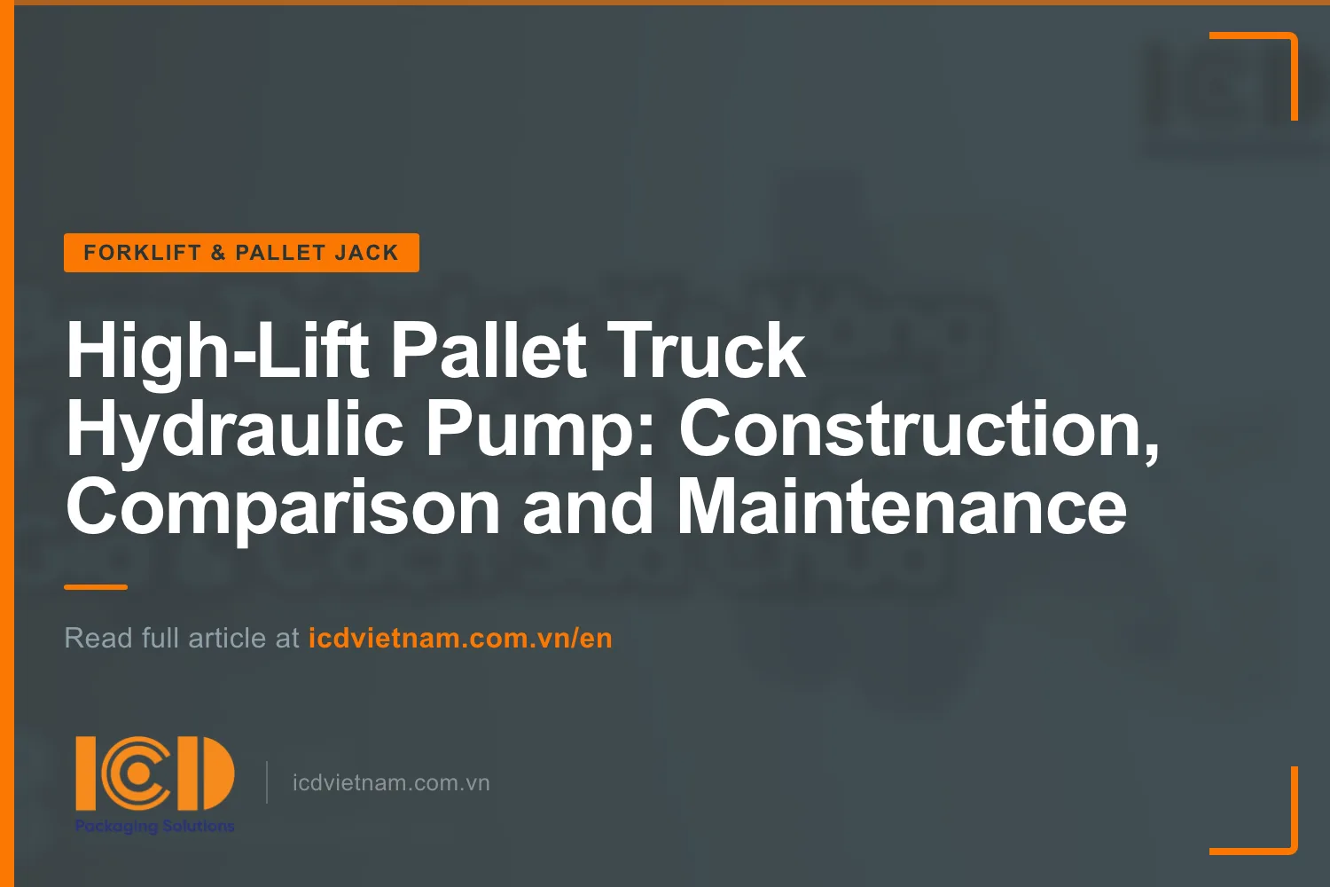 Thumb high lift pallet truck hydraulic pump