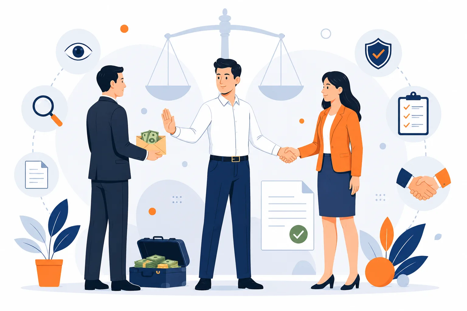 Minh hoạ liêm chính và đạo đức kinh doanh ICD Việt Nam - từ chối hối lộ, bắt tay hợp tác minh bạch