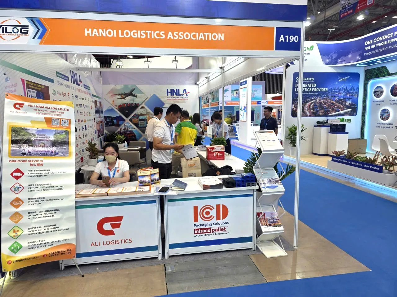 Gian hàng ICD Việt Nam tại VILOG 2026, quầy trưng bày pallet nhựa Intraco, gian hàng A190