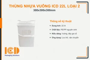 Thùng nhựa vuông ICD 22L loại 2