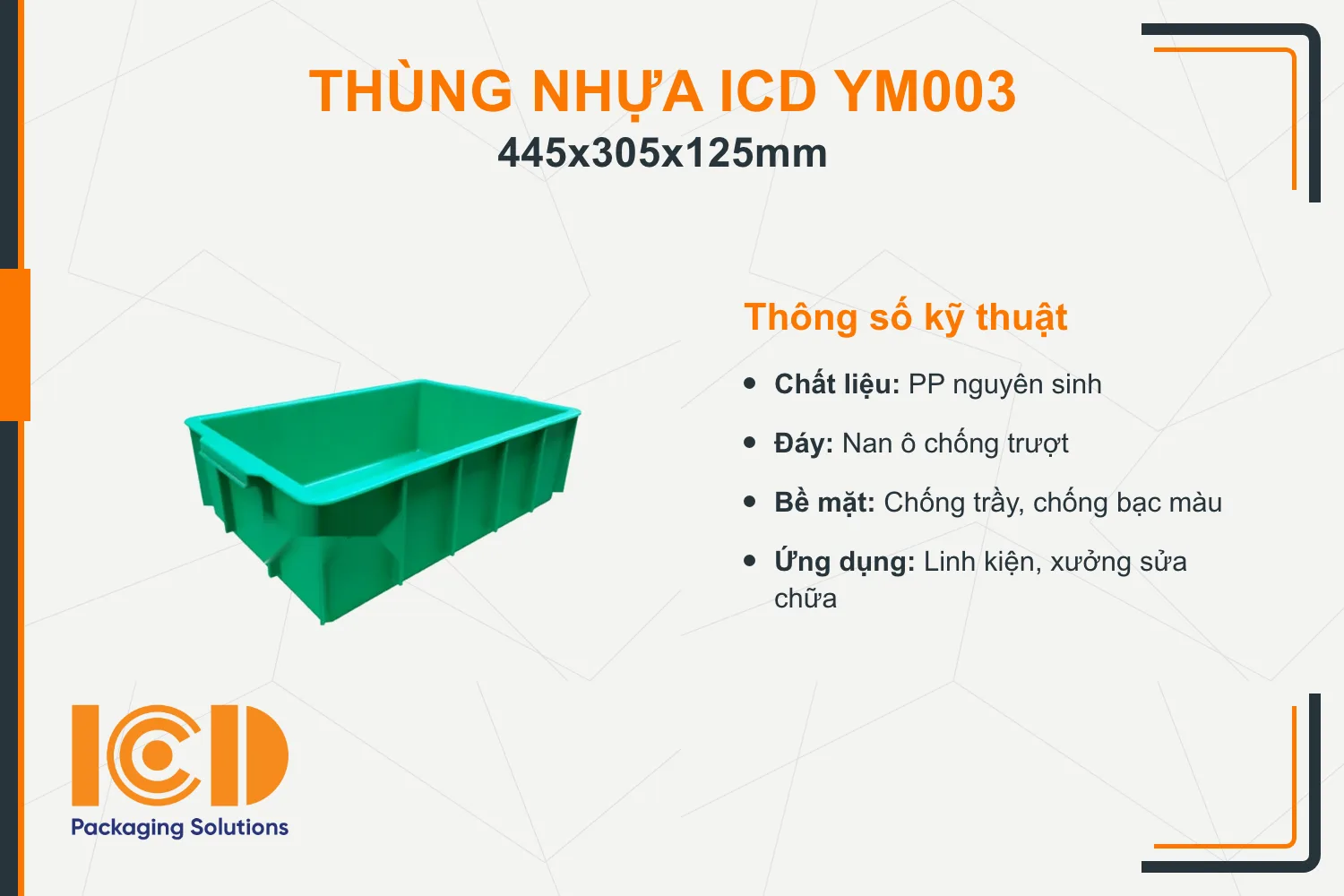 Solid Plastic Bin ICD YM003 445x305x125 mm