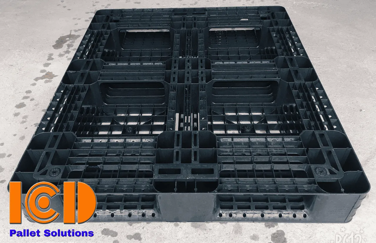 Pallet nhựa xuất khẩu màu đen kích thước 1000 x 1200 x 150 mm