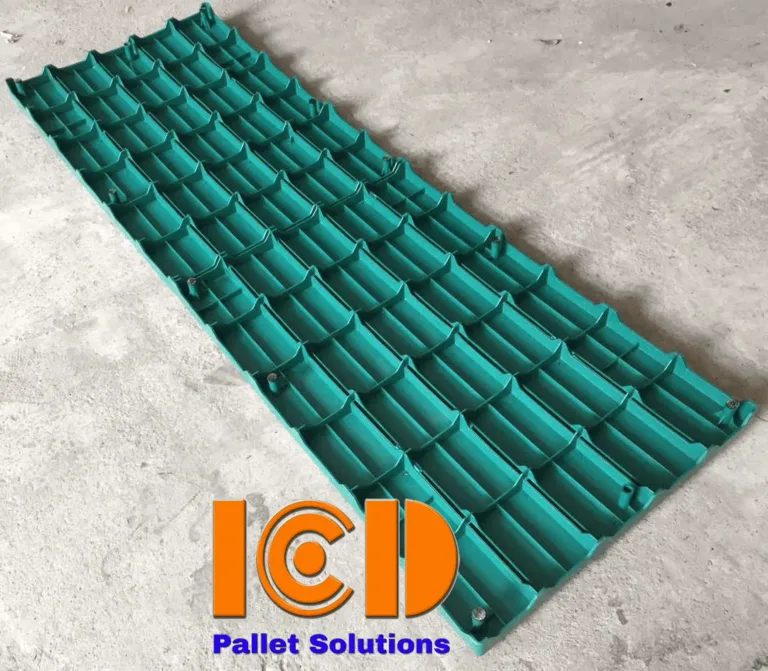 Tấm nhựa lót sàn PP 1800x600x50 mm màu xanh lá, kết cấu gân liền khối, ICD Việt Nam