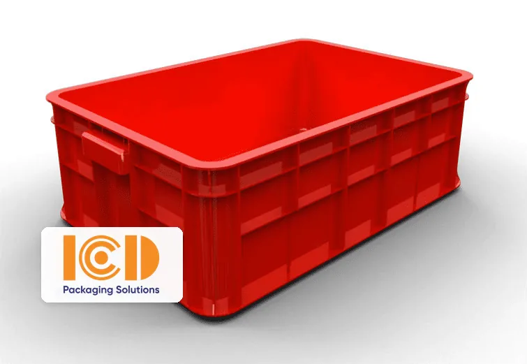 Thùng nhựa sóng bít ICD màu đỏ kích thước 610 x 420 x 190 mm, thành kín