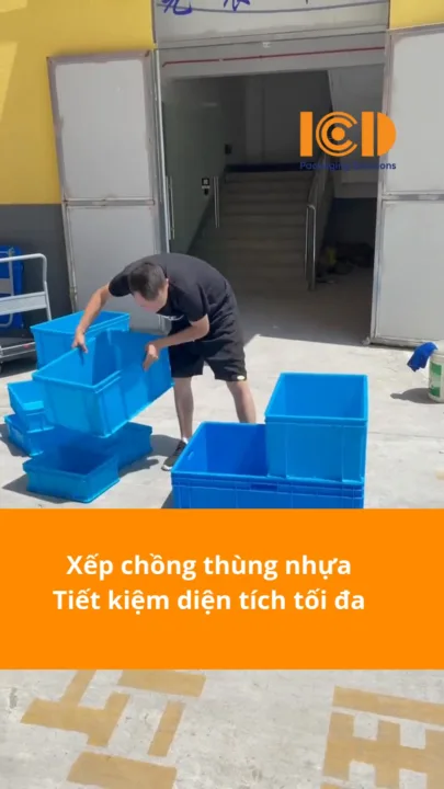 Không gian lưu trữ tăng gấp nhiều lần với thùng nhựa xếp chồng.