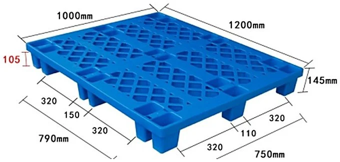 Pallet nhựa 9 chân mặt lưới tải nặng ICD KT 1200x1000x145mm