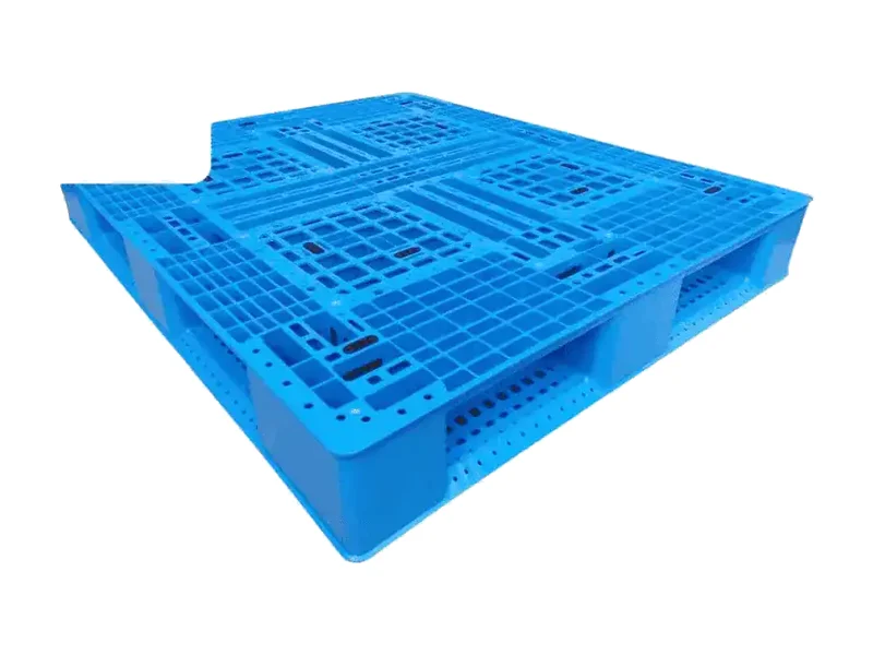 Pallet nhựa chữ thập nguyên sinh màu xanh dương kích thước 1200 x 1000 x 150 mm