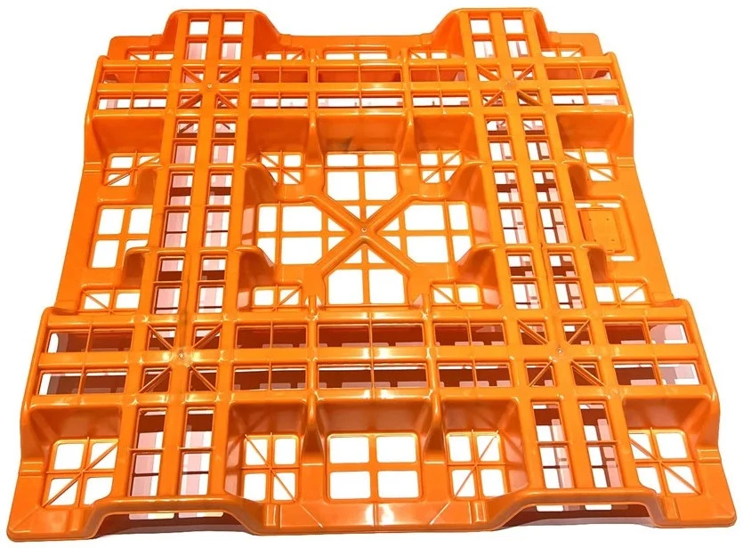 Pallet nhựa HDPE màu cam kích thước 1100 x 1100 x 100 mm dùng kê bao jumbo