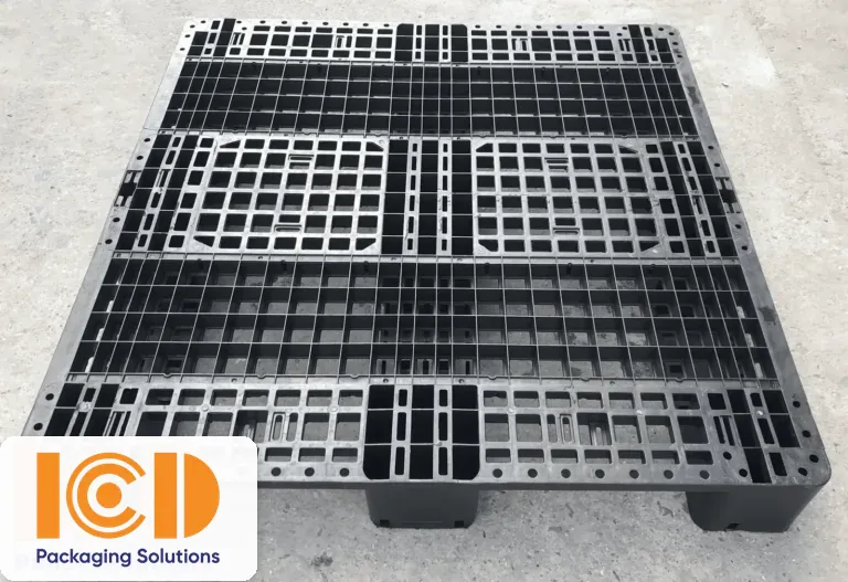 Pallet nhựa 3 chân ICD 1100 x 1100 x 150 mm màu đen