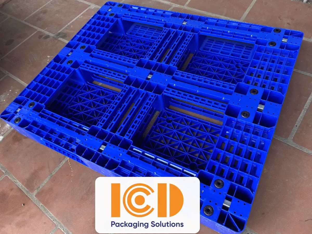 Blue ICD PL12 steel-core plastic pallet, 1200 x 1000 x 150 mm