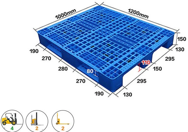 Pallet nhựa mặt lưới 3 chân chữ thập ICD KT 1200x1000x150mm, 11,8-13 kg