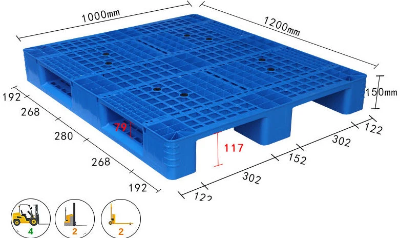 Pallet nhựa mặt lưới 3 chân chữ thập ICD KT 1200x1000x150mm, 11,5-14,5 kg