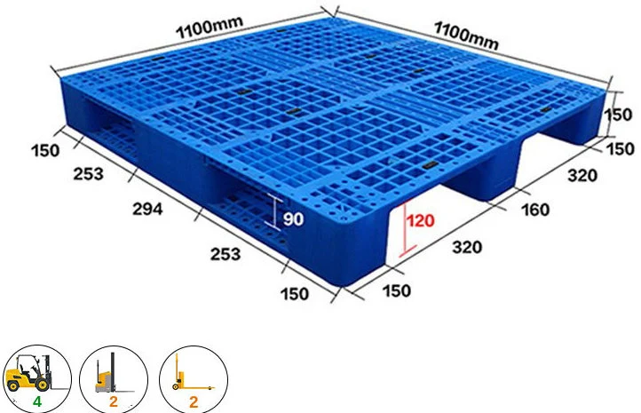 Pallet nhựa mặt lưới 3 chân ICD KT 1100x1100x150mm (12 kg)