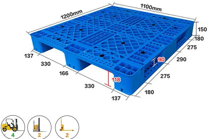 Pallet nhựa mặt lưới 3 chân ICD KT 1200x1100x150mm