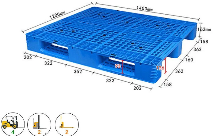 Pallet nhựa mặt lưới 3 chân ICD KT 1400x1200x150mm