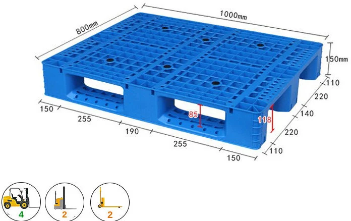 Pallet nhựa mặt lưới 6 thanh đáy ICD KT 1000x800x150mm