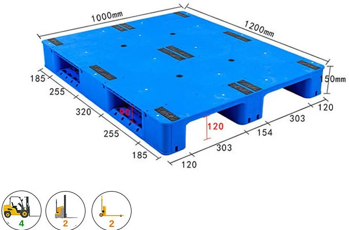 Pallet nhựa mặt phẳng 3 chân chữ thập ICD KT 1200x1000x150mm