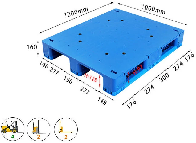 Pallet nhựa mặt phẳng 3 chân chữ thập ICD KT 1200x1000x160mm