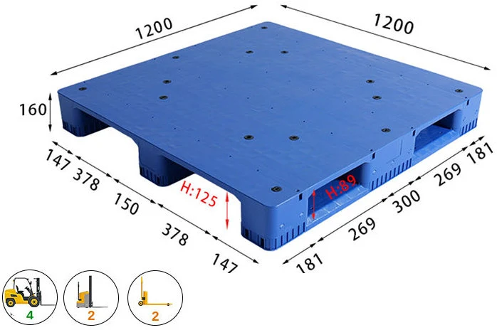 Pallet nhựa mặt phẳng 3 chân ICD KT 1200x1200x160mm