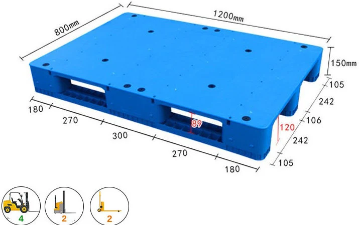 Pallet nhựa mặt phẳng 3 chân ICD KT 1200x800x150mm