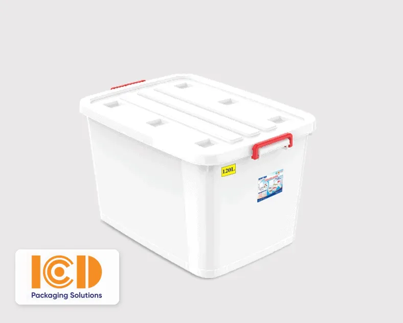ICD 120 liter blue multipurpose plastic container with a loose lid